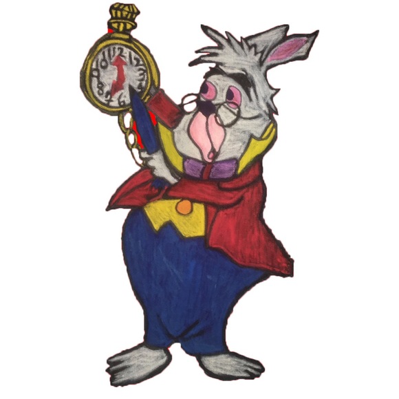 Hand Painted “White Rabbit” denim - Picture 2 of 2